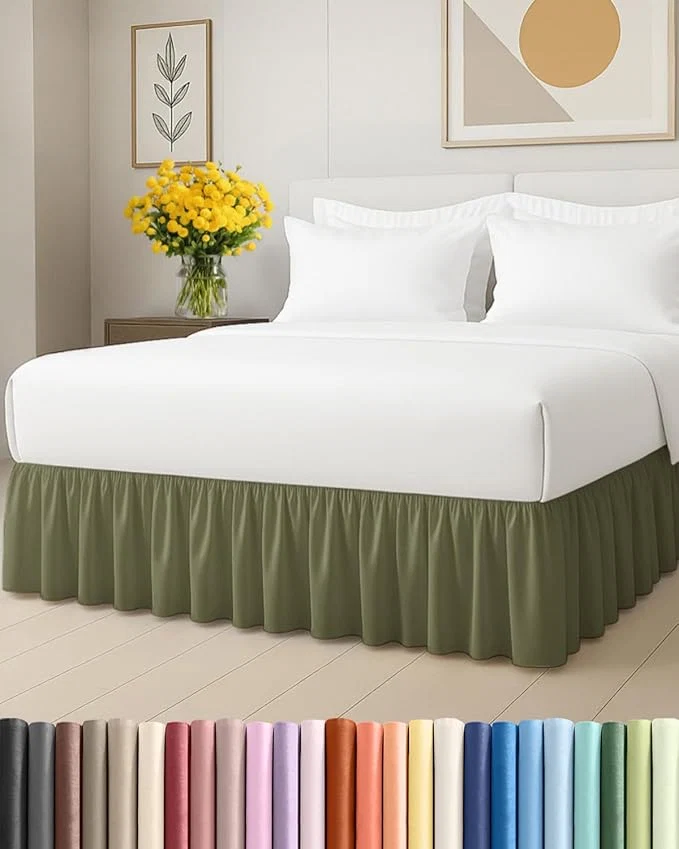 Fine Crafted Bedskirt Twin Size Ruffle – 15 inch Drop Dust Ruffle Bed Skirt with Platform – Soft Easy Fit Premium Hotel Quality – Wrinkle Fade amp Shrink Resistant – for Women Men Kids and Teens – Sage Green Long-Lasting