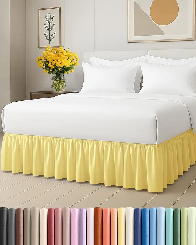 Top-Quality Bedskirt Full Size Ruffle – 18 inch Drop Dust Ruffle Bed Skirt with Platform – Ultra-Soft Easy Fit Premium Hotel Quality – Wrinkle Fade amp Shrink Resistant – for Women Men Kids and Teens – Yellow Specialty