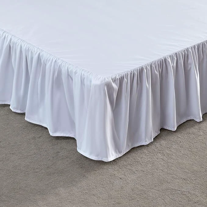 Smooth SLEEP ZONE Ruffled Bed Skirts King Size Anti-Static Bedskirt Dust Ruffles with 15 inches Tailored Drop Easy Fit Fade Resistant White King Reusable