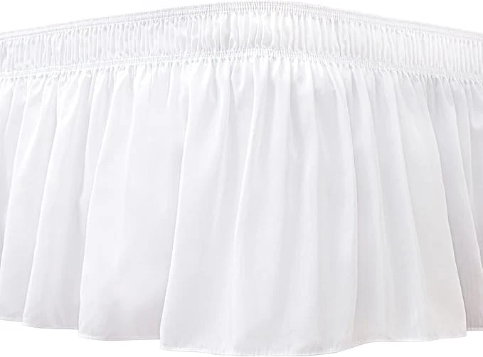 Artisan Biscaynebay Wrap Around Bed Skirts for Twin amp Twin XL Beds with Extra Long Drop of 25 quot White Adjustable Elastic Dust Ruffles Easy Fit Wrinkle Resistant Silky Luxurious Fabric Machine Washable Fast