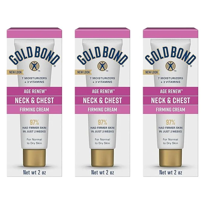 Organic Gold Bond Age Renew Neck and Chest Firming Cream 2 oz. Clinically Tested Skin Luxury