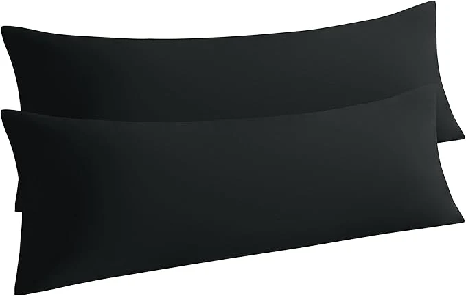 Top-Quality NTBAY Body Pillow Cases Set of 2 2 Pack Brushed Microfiber 20×54 Pillow Cases Soft Wrinkle Fade Stain Resistant Black Pillow Cases with Envelope Closure 20×54 Inches Black Versatile