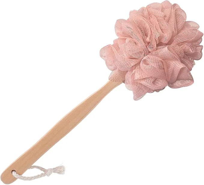 Optimized Pink Loofah with Handle Durable