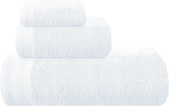 Carefully Designed Ultra Soft 3 Pack Cotton Towel Set Contains a Bath Towels 28×55 inch a Hand Durable