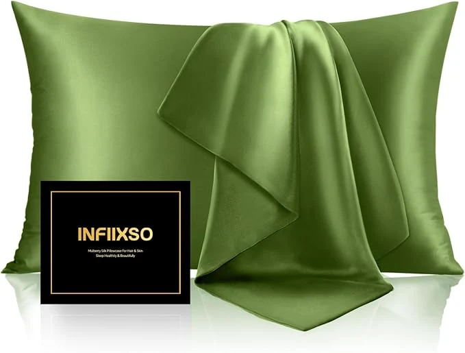 World-Class INFIIXSO Mulberry Silk Pillowcase for Hair and Skin Silk Pillow Cases Queen Size Set of 2 with Hidden Zipper 20 quot x30 quot Ultra Smooth and Soft Cooling Pillow Cases for Hot Sleepers Cedar Green 2 Pack Exceptional