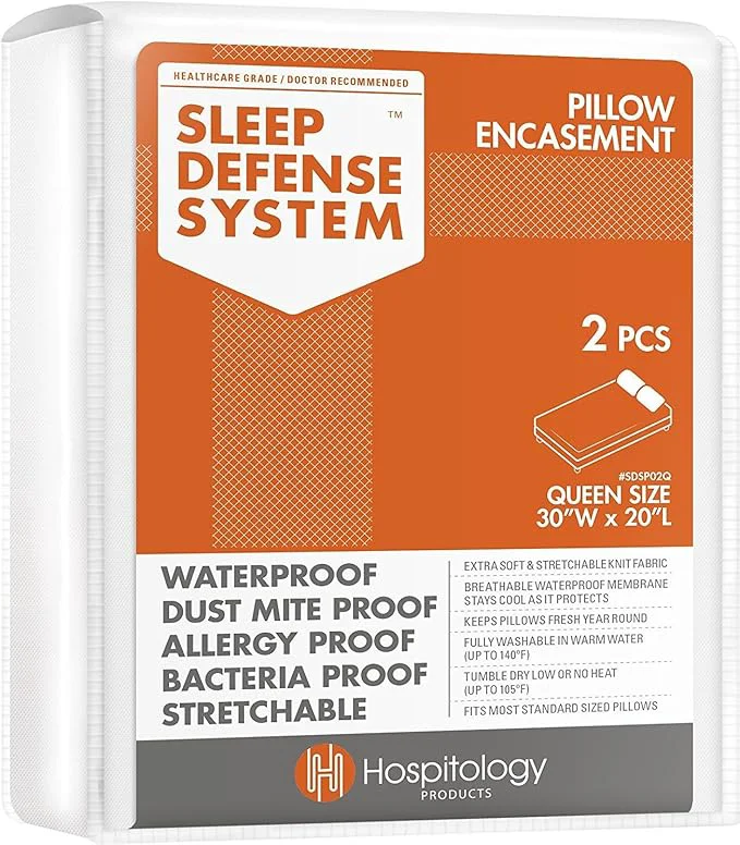 Relaxed HOSPITOLOGY PRODUCTS Pillow Encasement- Zippered Bed Bug Dust Mite Proof Hypoallergenic – Sleep Defense System – Queen – Waterproof – Set of 2 – 20 quot H x 30 quot W Fine Crafted