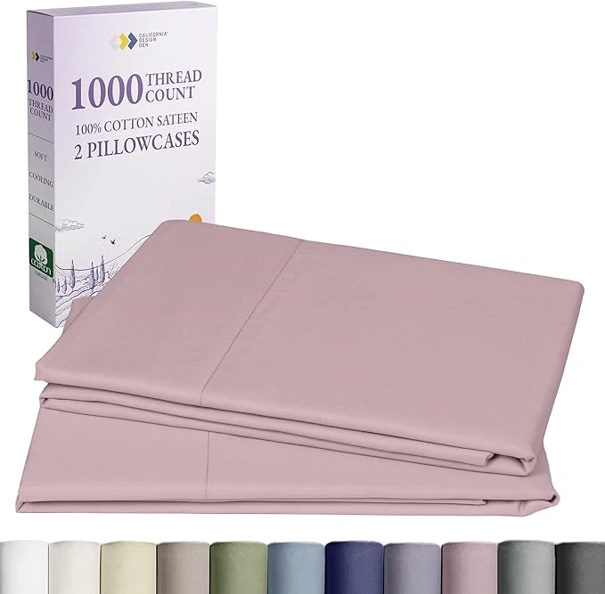 High-Quality California Design Den King Pillow Cases Set of 2-1000 Thread Count Soft and Smooth Sateen Weave Cotton Pillowcases Thick and Durable – Sepia Rose Elegant