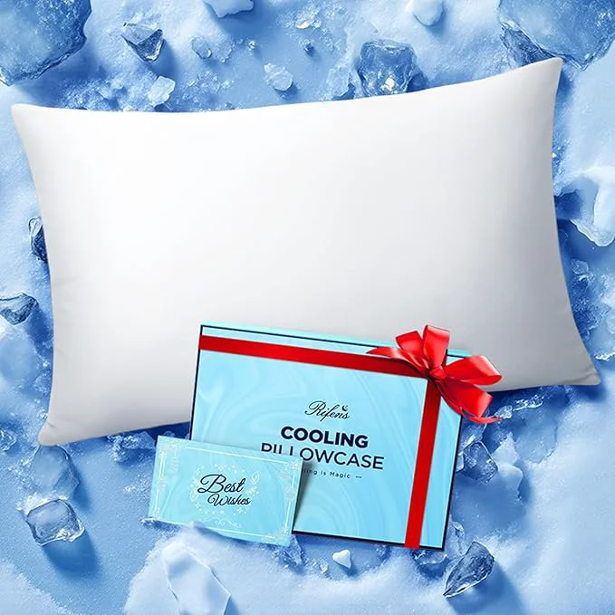 Classic Ice Cooling Pillowcase for Hot Sleepers Instantly Cool Stays Cold All Night Softer Than Silk Pillow Cases Pillow Covers with Invisible Zipper Gift for Men amp Women – Standard Size White 1 Pack Sustainable