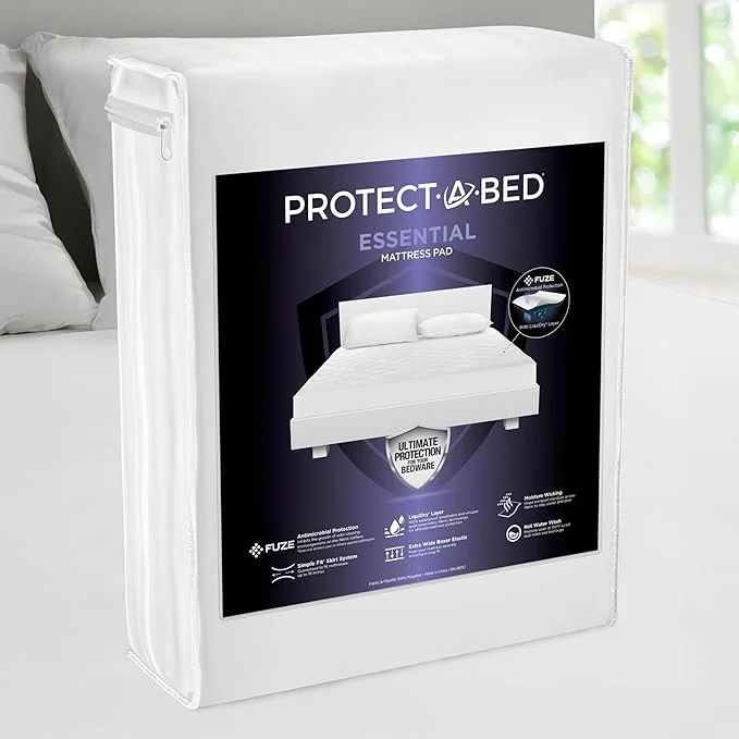 Contemporary Protect-A-Bed Essential Mattress Pad King Waterproof Dust Mite Barrier Mattress Pad Breathable amp Quiet Antimicrobial Fits 11 quot -18 quot Mattresses Minimalist
