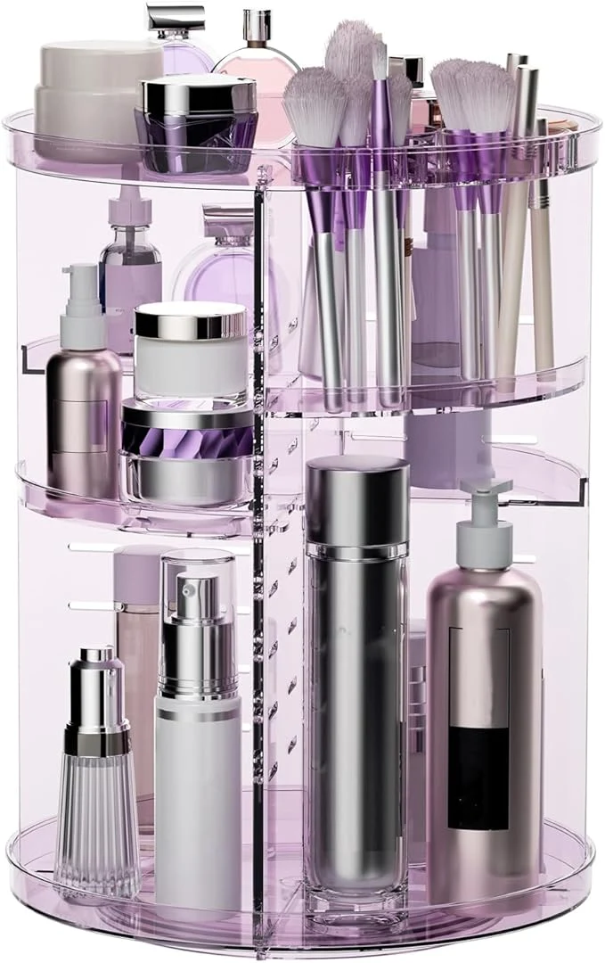 Top-Quality Rotating Makeup Organizer for Vanity DIY Adjustable Tray Spinning Skincare Solid