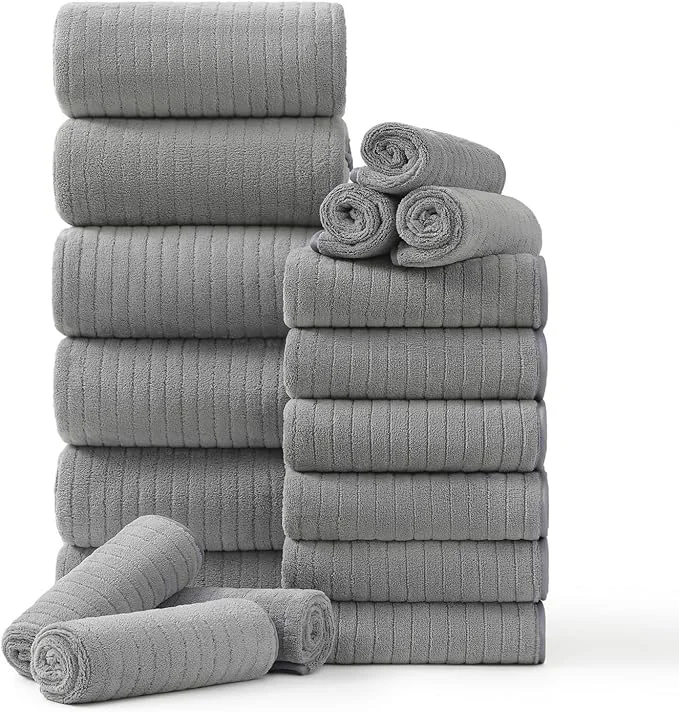 Recyclable Hailea 18 Piece Family Bath Towel Set Include 6 Bath Towels 6 Hand Towels and Excellent