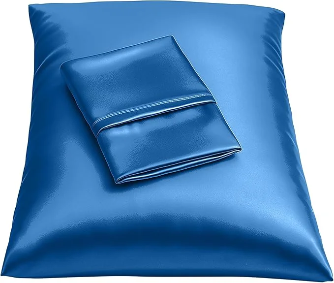Specialty BLISSFORD Royal Blue Satin Pillowcase with Zipper for Hair and Skin Care Feels Soft and Cool Like a Silk Pillowcase Satin Pillow Cases 2 Pack Slik Pillow Cover King Size – Set of 2