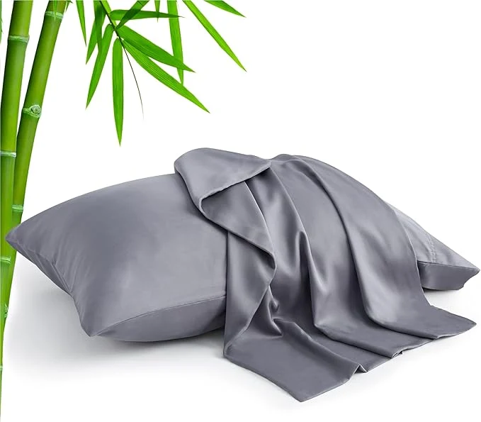 Solid BEDELITE Cooling Pillow Cases for Hot Sleepers amp Night Sweats Rayon Derived from Bamboo Grey Pillow Cases Queen Size of 2 Breathable and Silky Soft Envelope Pillowcases 20 quot x30 quot Exclusive