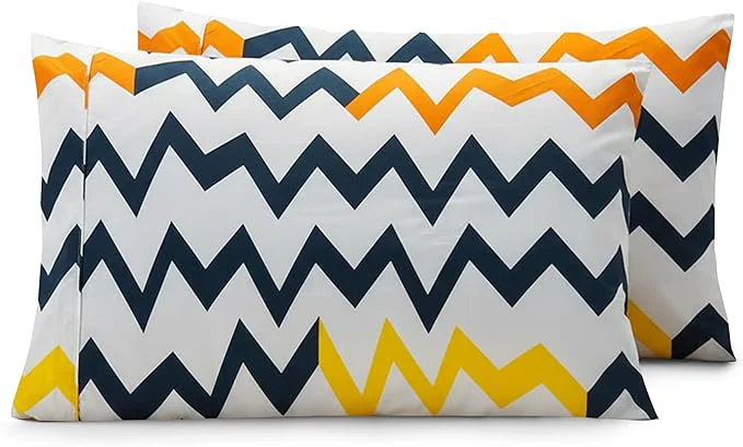 Specialty Elegant Comfort Luxury Ultra-Soft 2-Piece Pillowcase Set – 1500 Premium Hotel Quality Microfiber Double Brushed – Wrinkle Resistant King Size Chevron Pattern Colorful Premium Material