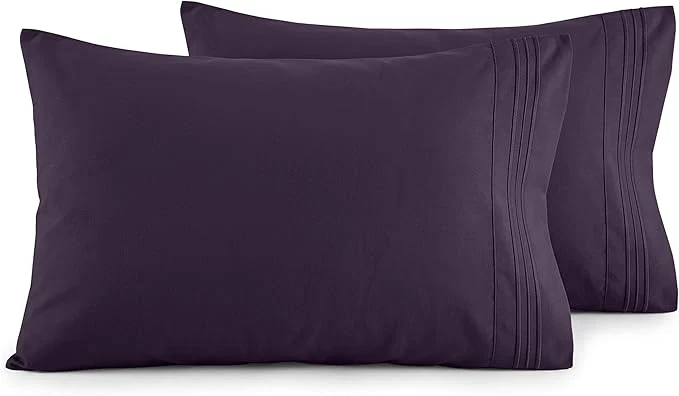 Casual Elegant Comfort Luxury Ultra-Soft 2-Piece Pillowcase Set – 1500 Premium Hotel Quality Microfiber Double Brushed – Wrinkle Resistant Standard Queen Purple Pure