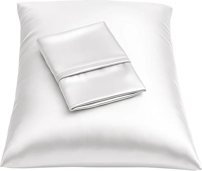 Long-Lasting BLISSFORD Satin Pillowcase with Zipper for Hair and Skin Care Feels Soft and Cool Like a Silk Pillowcase White Satin Pillow Cases 2 Pack Slik Pillow Cover Queen Size – Set of 2 Certified