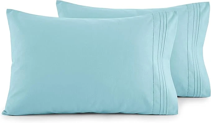 Relaxed Elegant Comfort Luxury Ultra-Soft 2-Piece Pillowcase Set – 1500 Premium Hotel Quality Microfiber Double Brushed – Wrinkle Resistant Standard Queen Aqua Blue Eco-Friendly