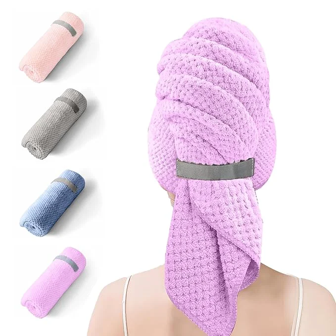 Certified Microfiber Hair Towel Wrap for Women Quick-Dry Turban Ultra Absorbent Trusted