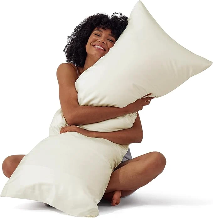 Fine Bedsure Body Pillow Cover 20×54 Inches – Ivory Satin Similar to Silk Pillowcase for Hair and Skin Cooling and Silky Long Body Pillow Case Cover with Envelope Closure Gifts for Women Men Professional
