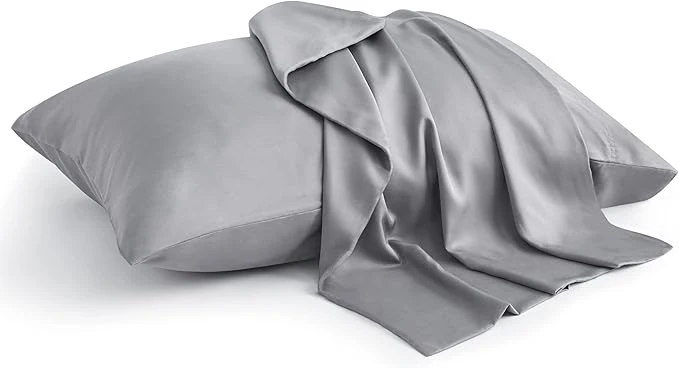 Trusted BEDELITE Pillow Cases Queen Size Set of 2 Rayon Derived from Bamboo Cooling Pillow Cases for Hot Sleepers amp Night Sweats Breathable and Silky Soft Envelope Pillowcases Silver Grey 20 quot x30 quot Safe