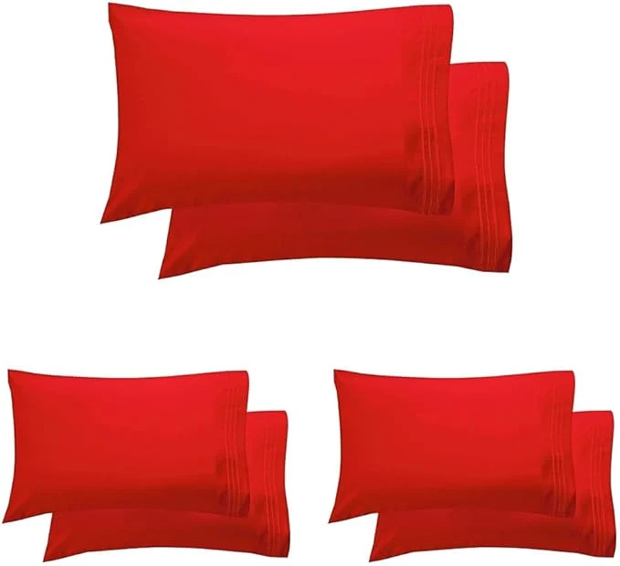 Original Elegant Comfort Luxury Ultra-Soft 2-Piece Pillowcase Set – 1500 Premium Hotel Quality Microfiber Double Brushed – Wrinkle Resistant King Size Red Pack of 3 Consistent