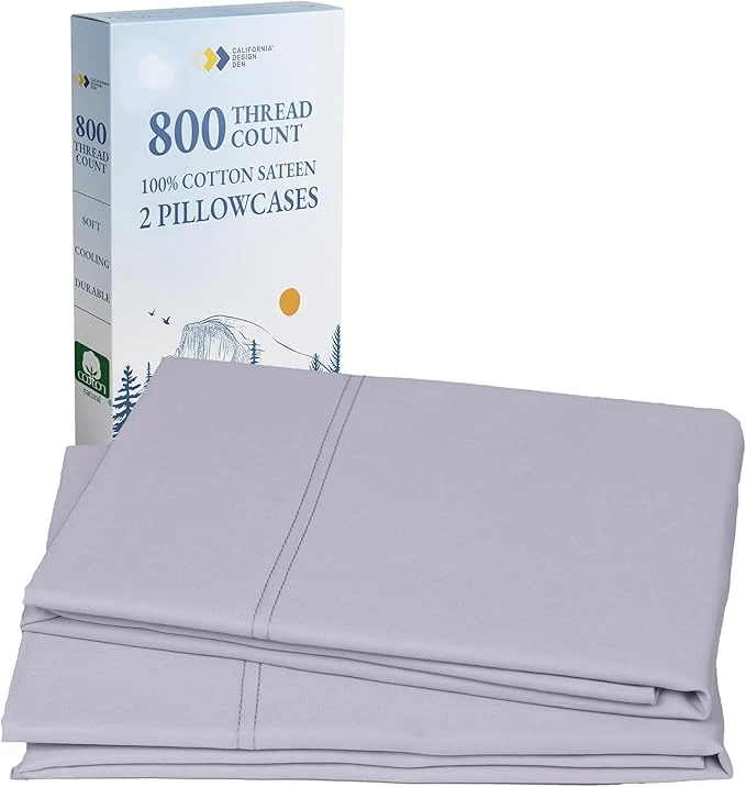 Long-Lasting California Design Den Cotton King Size Pillowcases Set of 2 800 Thread Count Soft Pillow Covers Sateen Fits King Size Pillows Lavender Carefully Designed