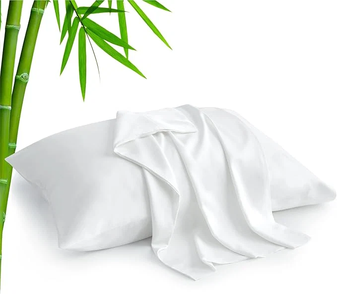 Luxury BEDELITE White Pillow Cases Queen Size Set of 2 Rayon Derived from Bamboo，Cooling Pillow Cases for Hot Sleepers amp Night Sweats Breathable and Silky Soft Envelope Pillowcases 20 quot x30 quot Green