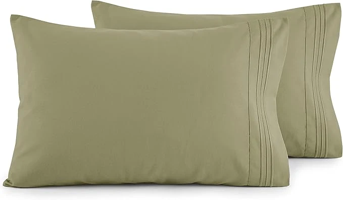 Outstanding Elegant Comfort Luxury Ultra-Soft 2-Piece Pillowcase Set – 1500 Premium Hotel Quality Microfiber Double Brushed – Wrinkle Resistant King Size Sage Green Convenient