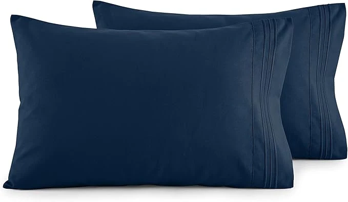 Exclusive Elegant Comfort Luxury Ultra-Soft 2-Piece Pillowcase Set – 1500 Premium Hotel Quality Microfiber Double Brushed – Wrinkle Resistant Standard Queen Navy Blue Original Design