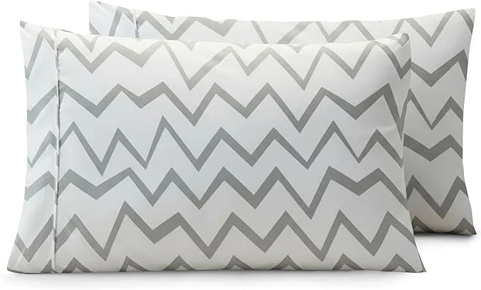 Casual Elegant Comfort Luxury Ultra-Soft 2-Piece Pillowcase Set – 1500 Premium Hotel Quality Microfiber Double Brushed – Wrinkle Resistant King Size Chevron Pattern Gray Exclusive