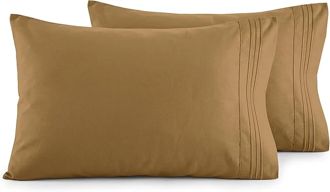 World-Class Elegant Comfort Luxury Ultra-Soft 2-Piece Pillowcase Set – 1500 Premium Hotel Quality Microfiber Double Brushed – Wrinkle Resistant King Size Mocha Chocolate Clean