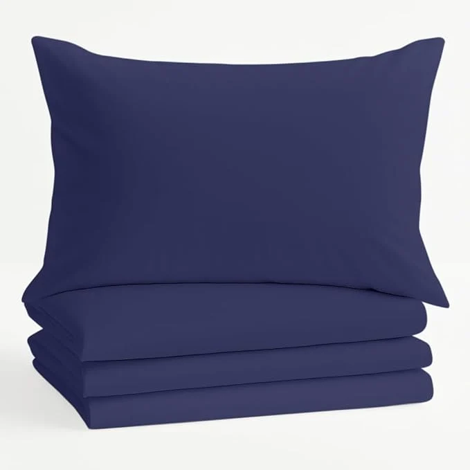Luxury Comfort Beddings Queen Pillowcases Set of 4 – Organic Cotton 600 Thread Count Sateen Soft amp Comfy Pillow Covers with Envelope Closure Blue Queen Size 20 x 30 Inches Casual
