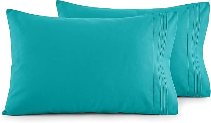Durable Elegant Comfort Luxury Ultra-Soft 2-Piece Pillowcase Set – 1500 Premium Hotel Quality Microfiber Double Brushed – Wrinkle Resistant King Size Turquoise