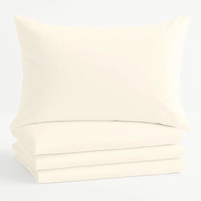 Detailed Comfort Beddings Queen Pillowcases Set of 4 – Organic Cotton 600 Thread Count Sateen Soft amp Comfy Pillow Covers with Envelope Closure Ivory Queen Size 20 x 30 Inches First-Class