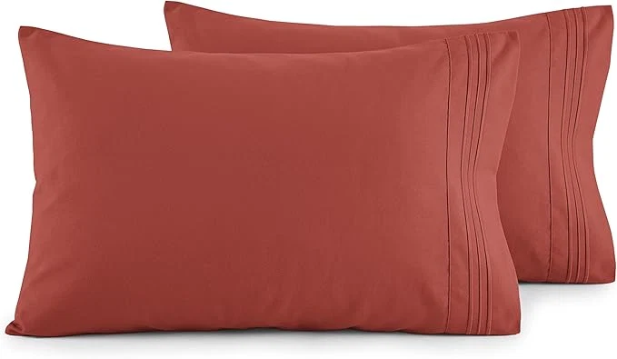 High-Performance Elegant Comfort Luxury Ultra-Soft 2-Piece Pillowcase Set – 1500 Premium Hotel Quality Microfiber Double Brushed – Wrinkle Resistant Standard Queen Rust