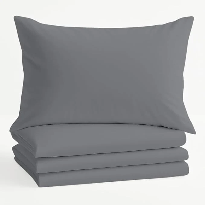 Official Comfort Beddings Standard Pillowcases Set of 4 – Organic Cotton 600 Thread Count Sateen Soft amp Comfy Pillow Covers with Envelope Closure Grey Standard Size 20 x 26 Inches Carefully Designed