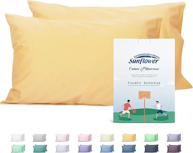 Convenient Sunflower King Pillowcases Set of 2 Cotton King Pillow Cases 2 20×40 inches Sheepskin Soft and Breathable Easy-to-Use
