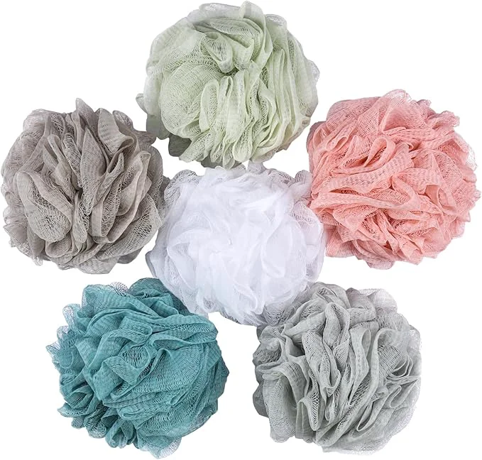 Refined BTYMS 6 Pcs Shower Pouf 60g Bath Loofah Shower Sponge Loofahs Exfoliating Mesh Classic