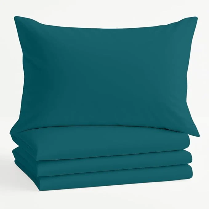 Top-Quality Comfort Beddings Queen Pillowcases Set of 4 – Organic Cotton 600 Thread Count Sateen Soft amp Comfy Pillow Covers with Envelope Closure Teal Queen Size 20 x 30 Inches Sustainable