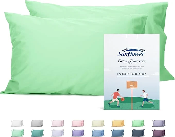 Effective Sunflower King Pillowcases Set of 2 Cotton King Size Pillow Cases 2 20×40 inches Green Ash Soft and Breathable Outstanding