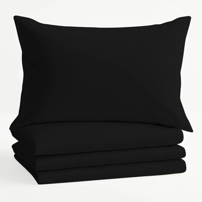 Trusted Comfort Beddings Queen Pillowcases Set of 4 – Organic Cotton 600 Thread Count Sateen Soft amp Comfy Pillow Covers with Envelope Closure Black Queen Size 20 x 30 Inches Modern