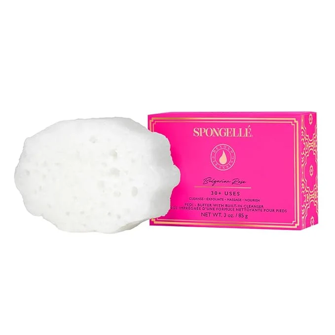 Comfortable Spongellé Bulgarian Rose Pedi Buffer Bath Sponge Exfoliating Foot Heel Trusted