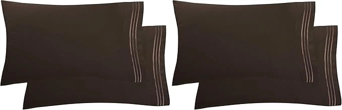 Superior Elegant Comfort Luxury Ultra-Soft 2-Piece Pillowcase Set 1500 Thread Count Egyptian Quality Microfiber Double Brushed-Wrinkle Resistant Chocolate Brown Pack of 2 Verified