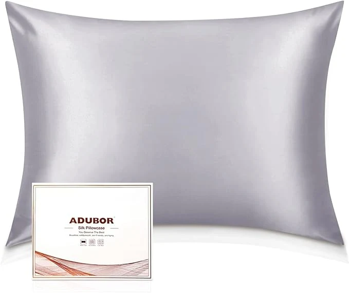 Quality Adubor Silk Pillowcase – Mulberry Silk Pillow Cases 22 Momme 6A Grade Fibers Silk Pillow Case for Hair and Skin Health with Hidden Zipper Standard 20 39 39 ×26 39 39 Silver Gray 1PC Prestigious