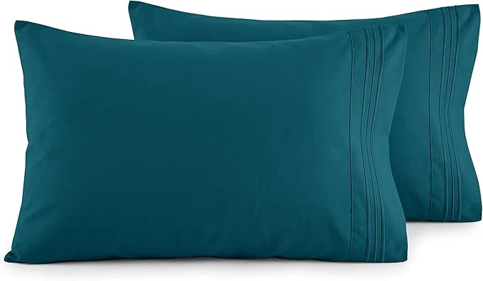 Clean Elegant Comfort Luxury Ultra-Soft 2-Piece Pillowcase Set – 1500 Premium Hotel Quality Microfiber Double Brushed – Wrinkle Resistant King Size Marine Teal Artisan