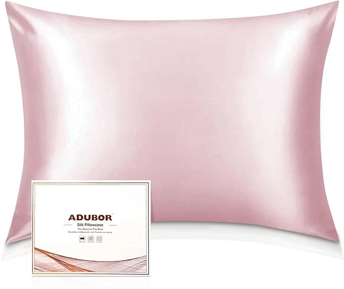Pure Adubor Silk Pillowcase – Mulberry Silk Pillow Cases 22 Momme 6A Grade Fibers Silk Pillow Case for Hair and Skin Health with Hidden Zipper Queen 20 39 39 x30 39 39 Pink 1PC Clean