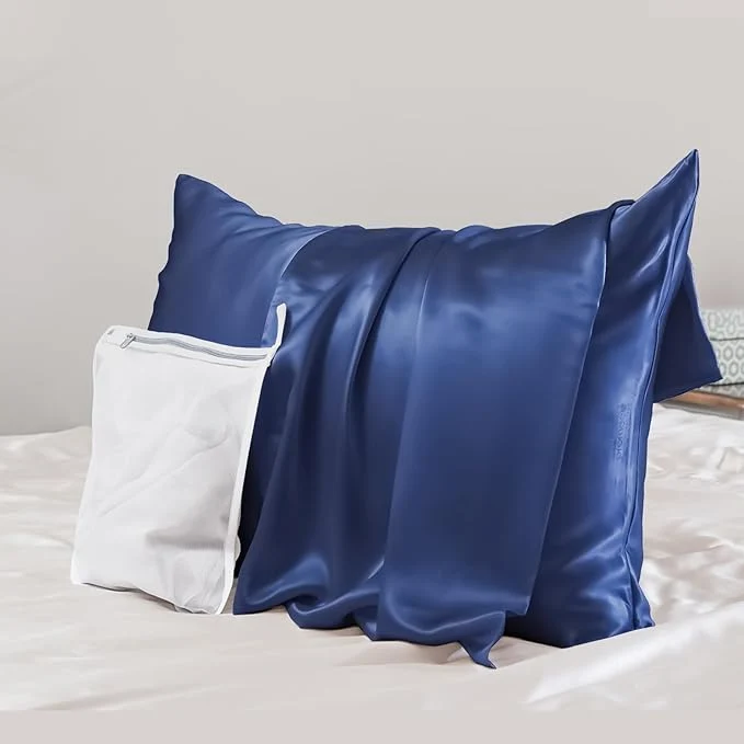 Versatile PROMEED Mulberry Silk Pillowcase for Hair and Skin – Allergen Resistant Both Sides 23 Momme 1400 TC Silk Bed Pillow Cases with Hidden Zipper 1PC Queen 20 quot x30 quot Navy Functional