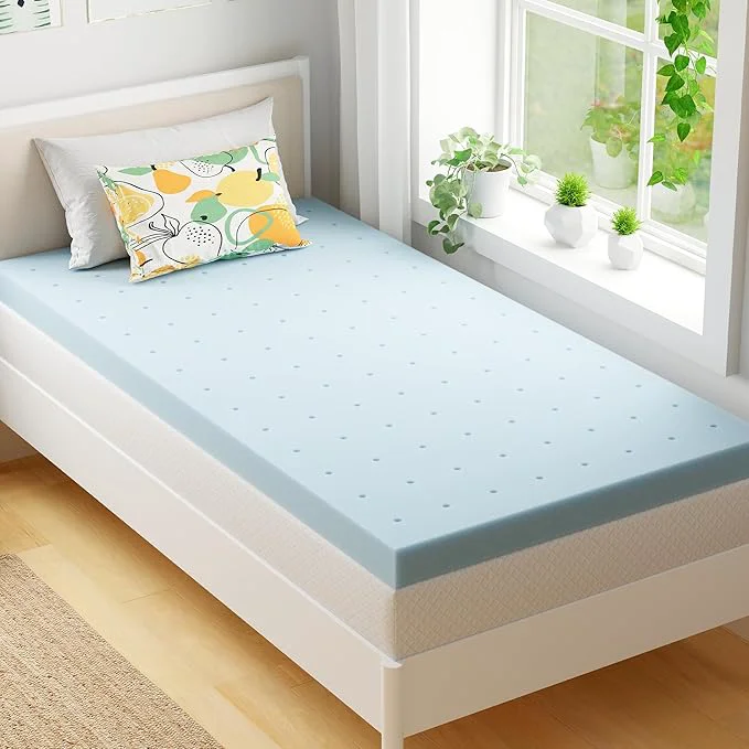 Natural EGOHOME 2 Inch Twin XL Memory Foam Mattress Topper Cooling Gel Infused amp Pressure Relieving Pad in a Box Dorm Room Essentials CertiPUR Blue Refined