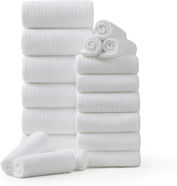 Soft 18 Piece Family Bath Towel Set Include 6 Bath Towels 6 Hand Towels and 6 Minimalist