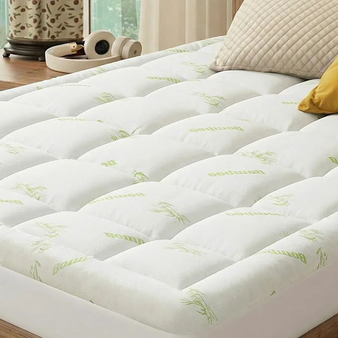 Effective Sweetcrispy Ultra Soft Mattress Topper King Size – Viscose Made from Bamboo Pillow Top Mattress Pad for Breathable Cooling amp Back Pain Relief Deep Pocket Comfort Bed Topper Green Comfortable